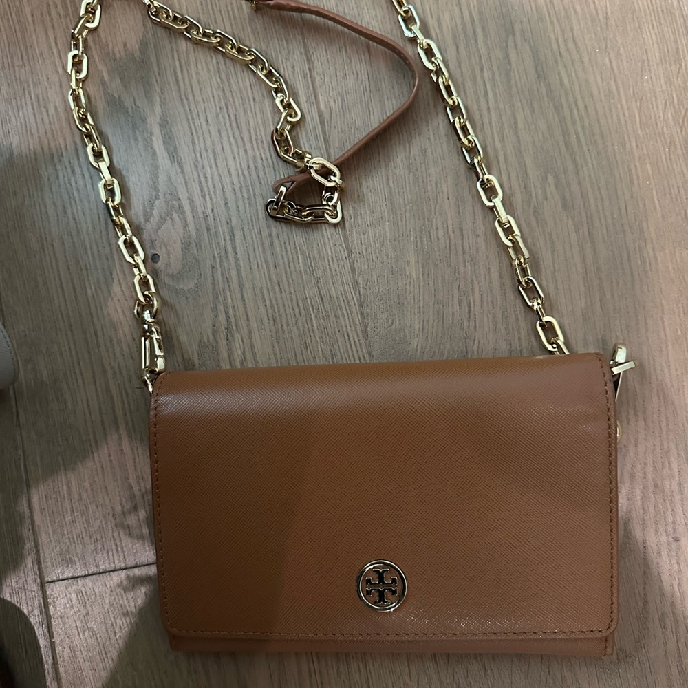 Tory Burch Brown Leather Wallet Crossbody Purse